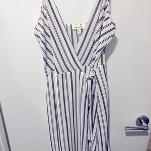 Striped crepe wrap dress